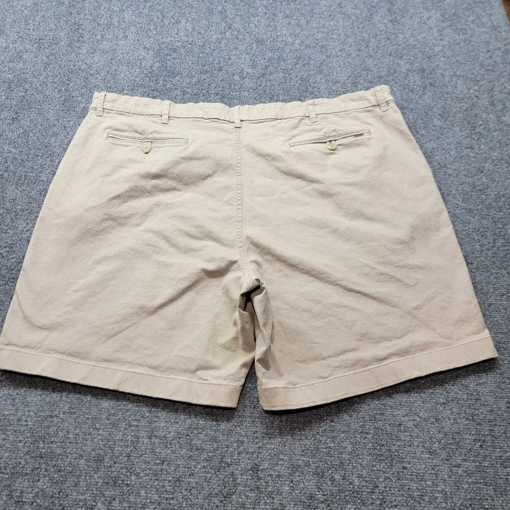Chaps Mens Khaki Tan Stretch Chino Shorts Size 48 Flat Front Cotton Twill Casual